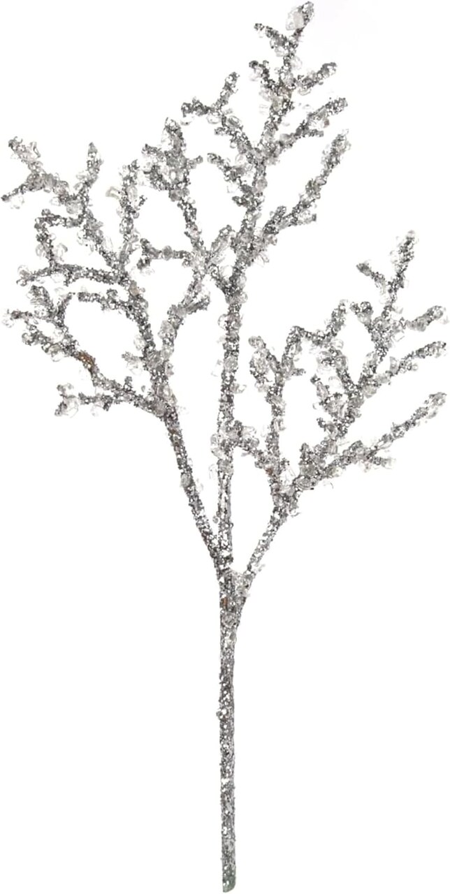 Premium 18-Inch Iced Spray Silver Decor - Pack of 6, Elegant Home & Event Decoration, Ideal for Christmas, Weddings, Holidays and Parties